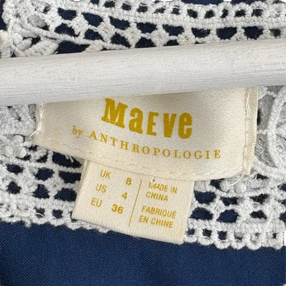 Maeve Anthrolpologie Faux Wrap Mixed Print Sleeveless Dress Floral Blue Size 4 - Picture 10 of 11